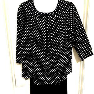 Polka-dot Top with a Pleated Front
